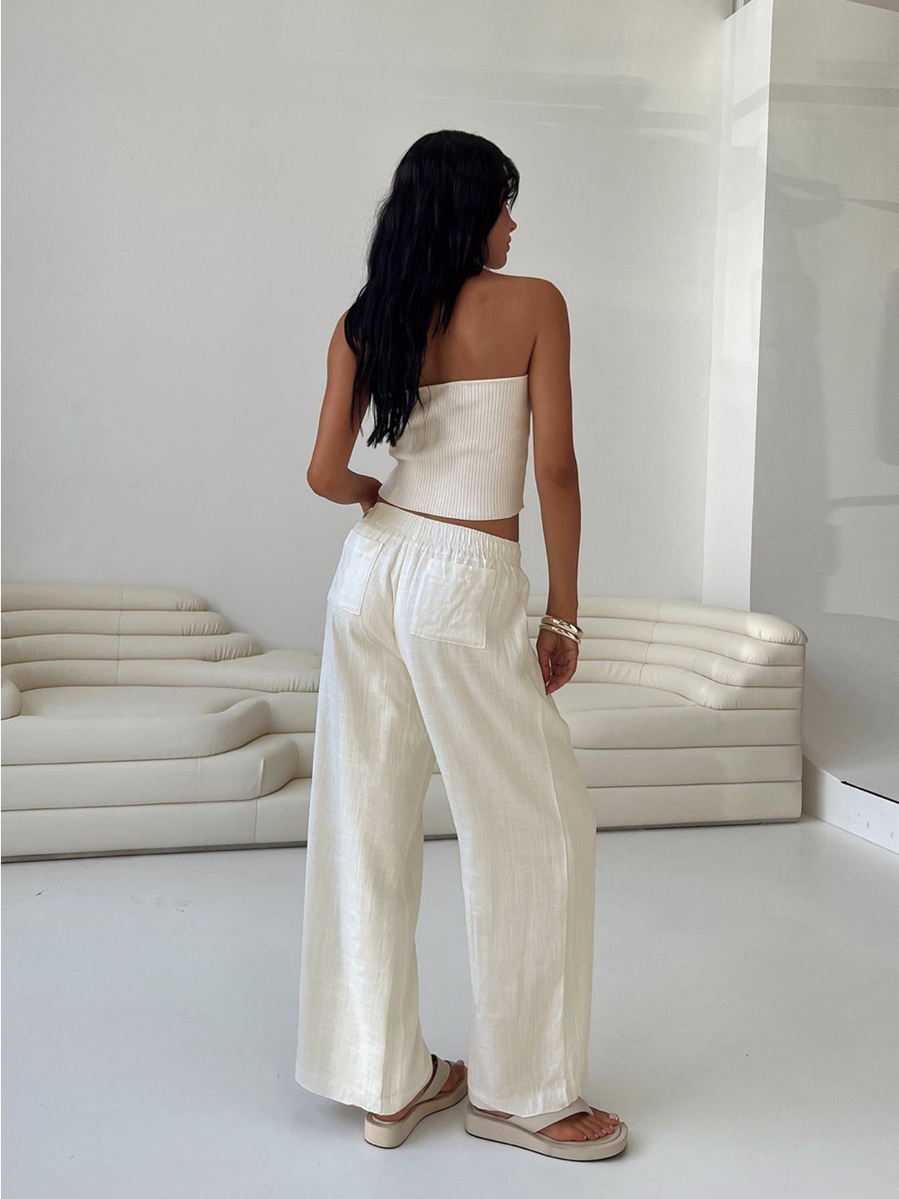 Princess Polly Off White Louis Linen Pants - Picture 6 of 9